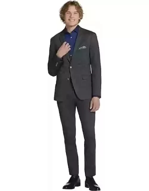 Paisley & Gray Men's Slim Fit Herringbone Suit Separates Jacket Black Charcoal Herringbone