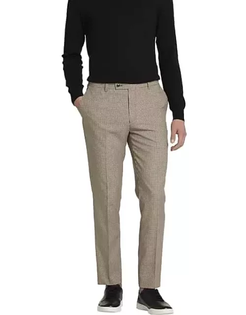 Paisley & Gray Big & Tall Men's Slim Fit Gingham Suit Separates Pants Brown Winter Gingha
