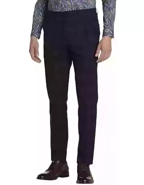 Paisley & Gray Big & Tall Men's Slim Fit Plaid Suit Separates Pants Dark Iris Plaid