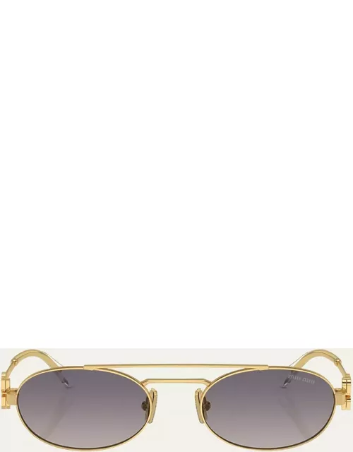 Gradient Metal Oval Sunglasse