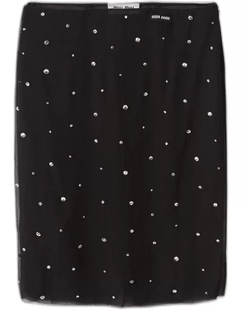 Chiffon Crystal Low-Waist Tube Skirt