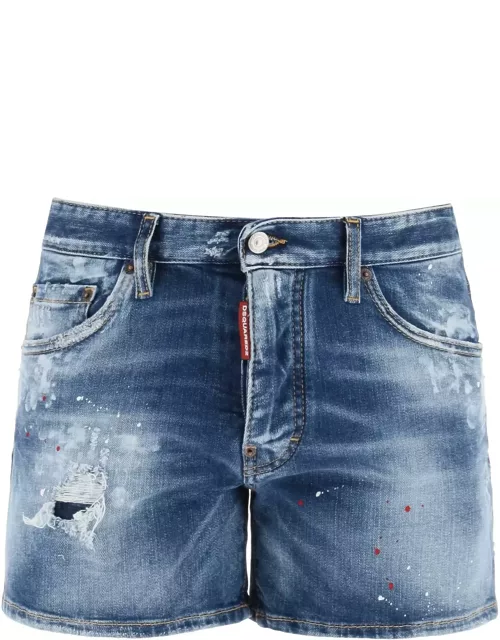 DSQUARED2 sexy 70's shorts in worn out booty deni