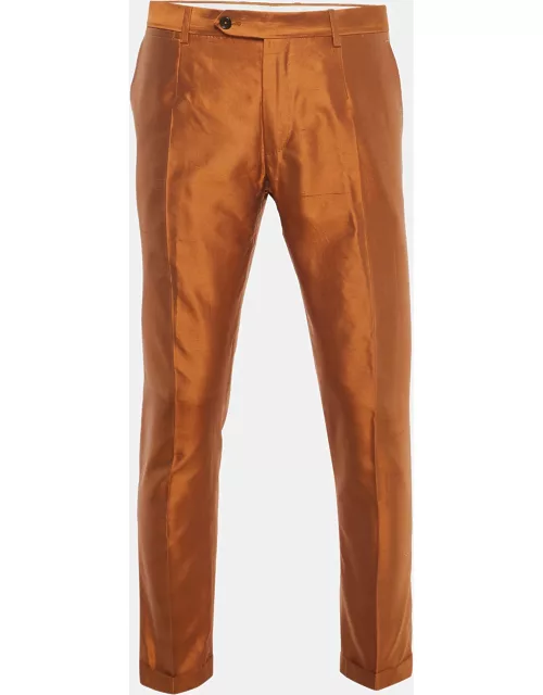 Dolce & Gabbana Orange Raw Silk Tailored Trousers