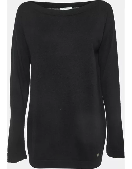 Versace Collection Black Silk & Cashmere Long Sleeve Top