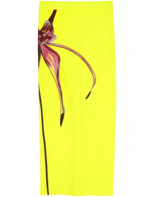 Louisa Ballou Floral-print Stretch-jersey Midi Skirt - Yellow - L (UK14 / L)