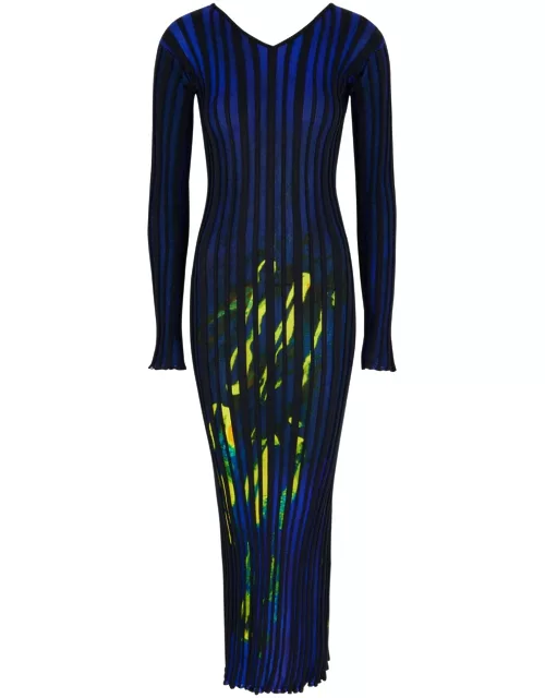 Louisa Ballou Printed Ribbed Wool Maxi Dress - Blue - S (UK8-10 / S)