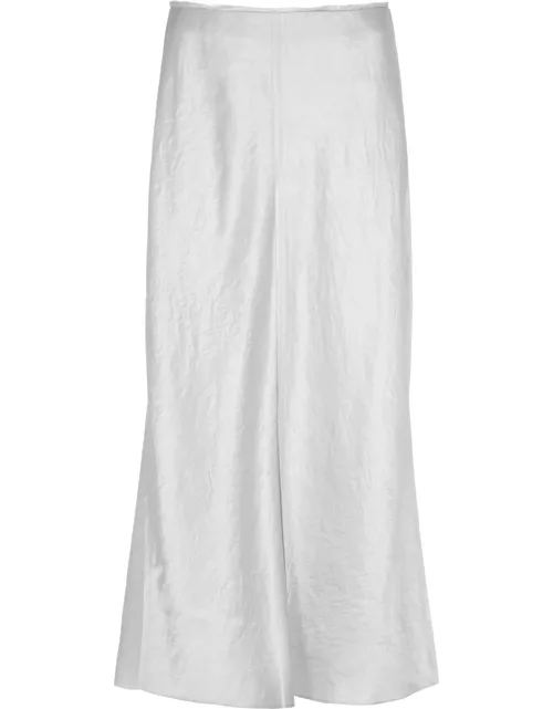 Vince Panelled Satin Midi Skirt - Silver - 8 (UK12 / M)