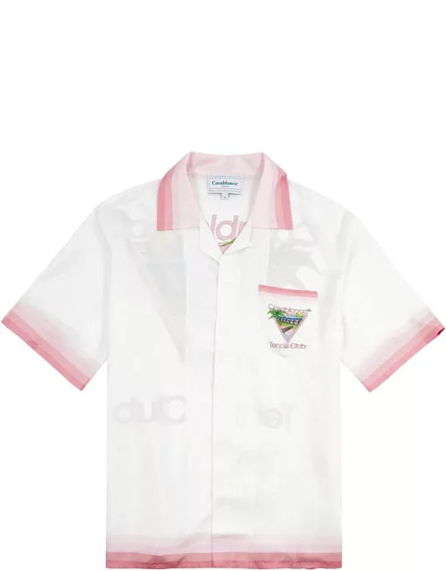 Casablanca Tennis Club Print Silk-satin Shirt - Cream