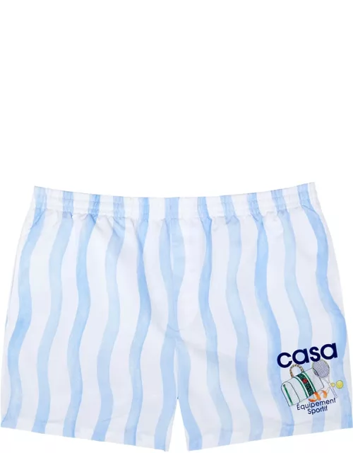 Casablanca Striped Logo-print Shell Swim Shorts - Blue