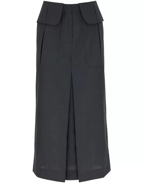 Rejina Pyo Lila Wool-blend Midi Skirt - Navy - 6 (UK6 / XS)