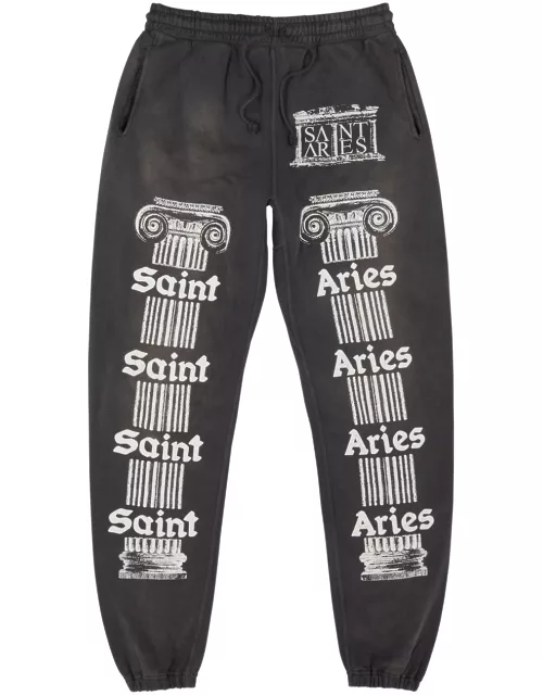 Saint Mxxxxxx Saint Aries Printed Cotton Sweatpants - Black
