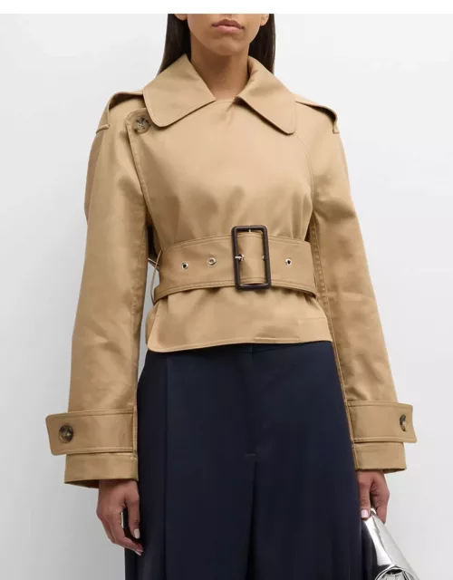 Wrap-Front Cropped Trench Coat