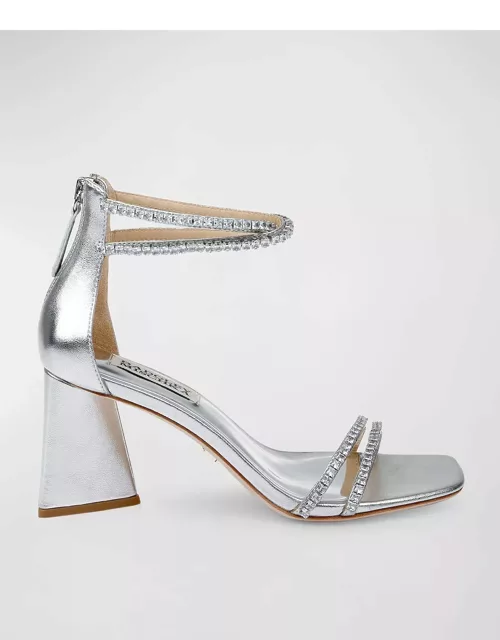 Lillie Metallic Crystal Ankle-Cuff Sandal
