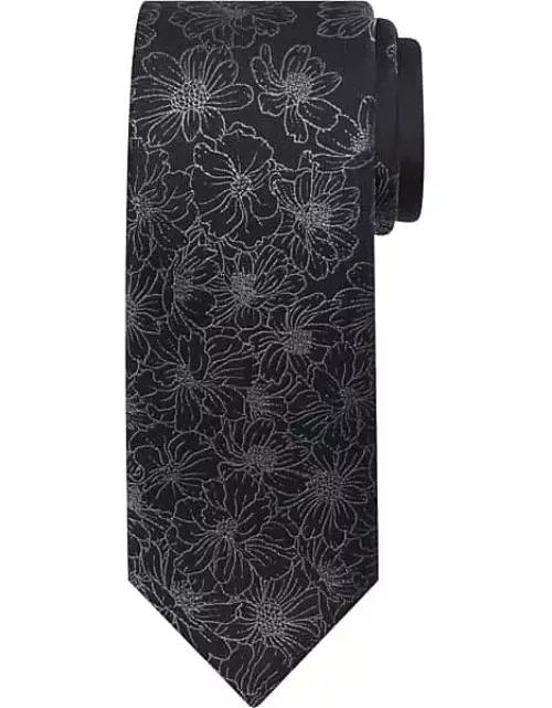 Egara Men's Narrow Floral Panel Tie Black