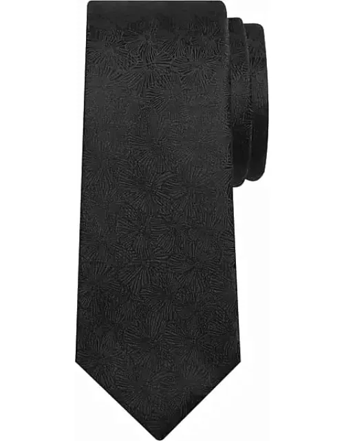 Egara Men's Narrow Tonal Floral Tie Black