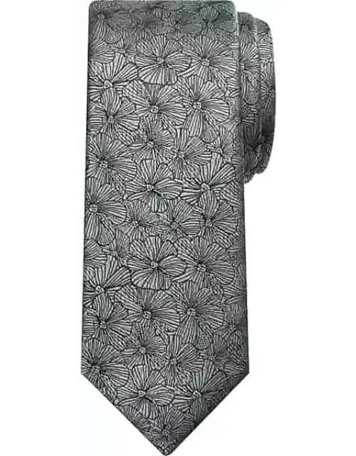 Egara Men's Narrow Tonal Floral Tie Green