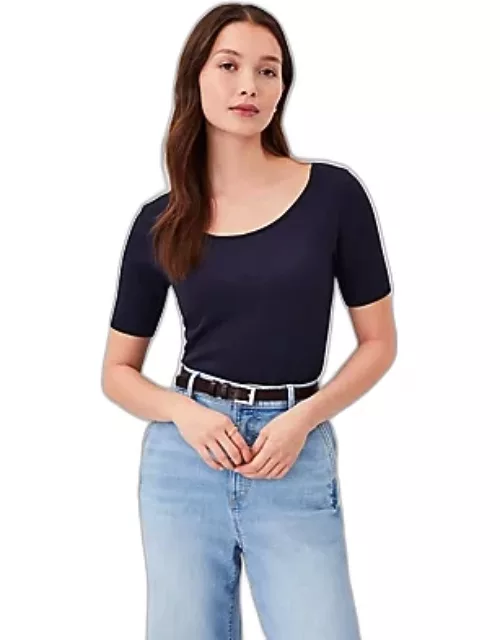 Ann Taylor Ribbed Modern Seamless Scoop Neck Tee