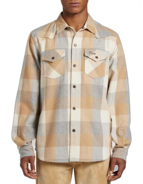 Men's Plaid Flannel Button-Down Shirt