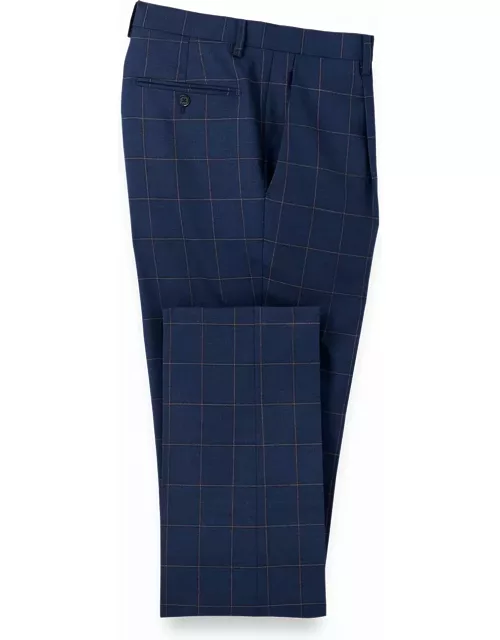 Wool Stretch Windowpane Single Pleat Suit Pant