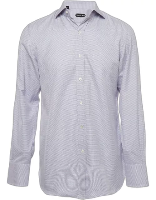 Tom Ford Lavender/White Textured Cotton Long Sleeve Shirt