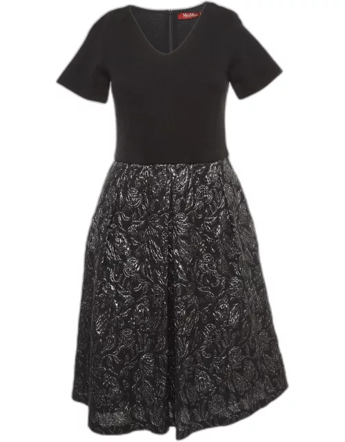 Max Mara Studio Black Brocade & Wool Short Dress