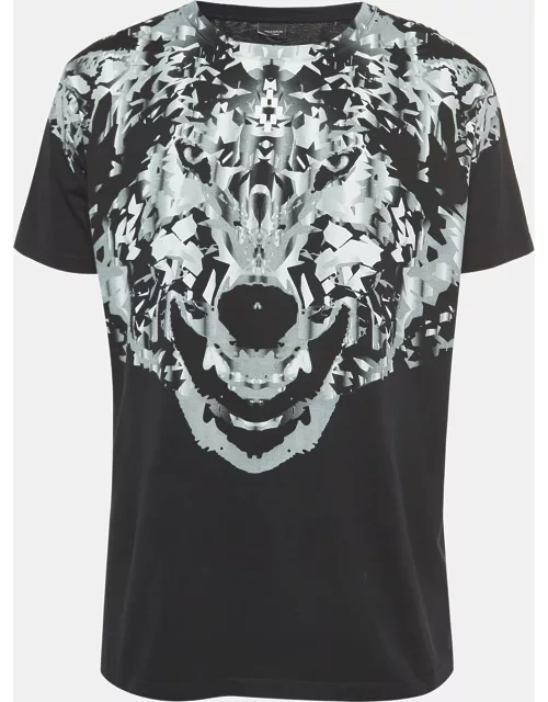 Marcelo Burlon Black Wolf Print Cotton Mahuida Crew Neck T-Shirt