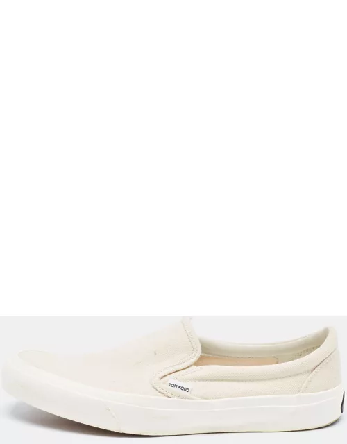 Tom Ford Off White Canvas Low Top Sneaker