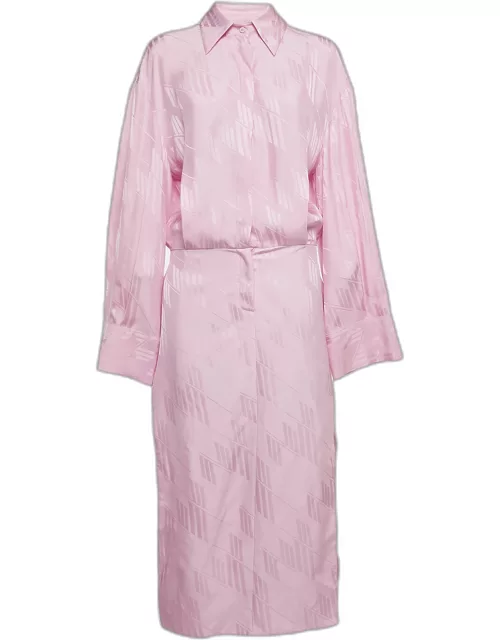 The Attico Pink Satin Slit Detail Charla Midi Dress