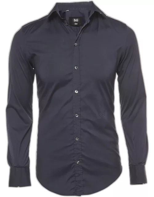 D & G Brad Navy Blue Cotton Button Front Full Sleeve Shirt