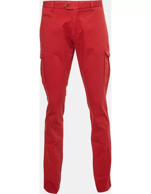 Etro Red Cotton Slim Fit Trousers