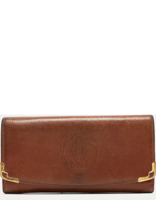 Cartier Brown Leather Marcello de Cartier Flap Wallet
