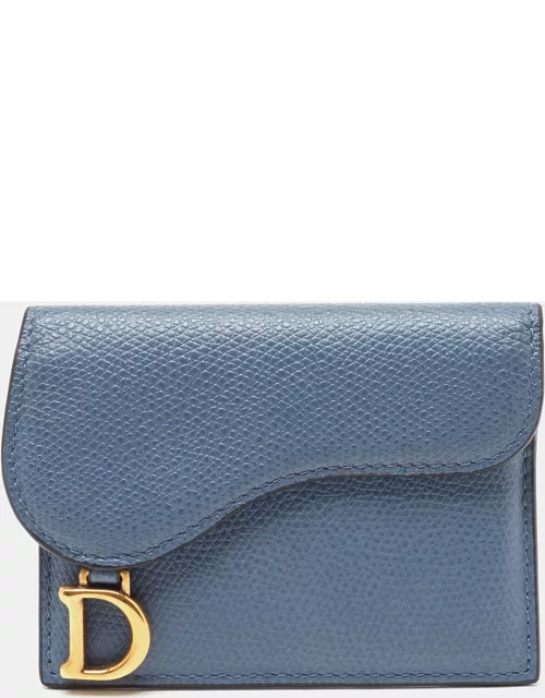 Dior Light Blue Leather Saddle Card Holder