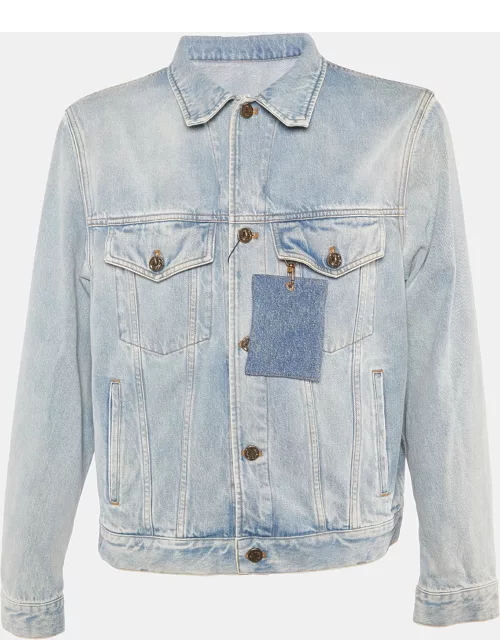 Louis Vuitton Blue Washed Denim Button Front Jacket