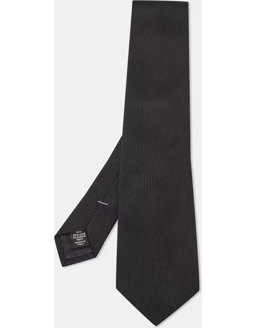 Ermenegildo Zegna Black Patterned Silk Tie