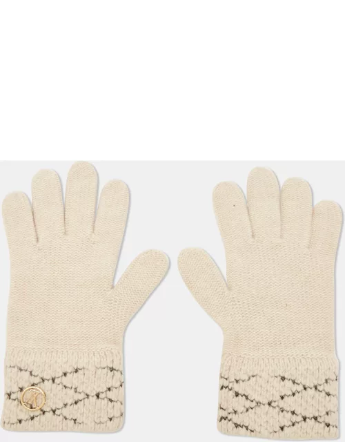 Louis Vuitton Cream Wool Blend Knit Glove