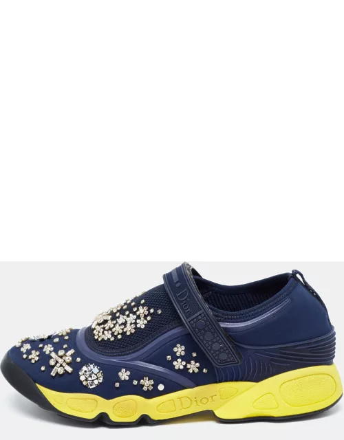 Dior Navy Blue Nylon and Mesh Fusion Sneaker