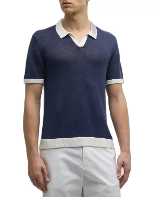 Men's Johnny Collar Knit Polo Shirt