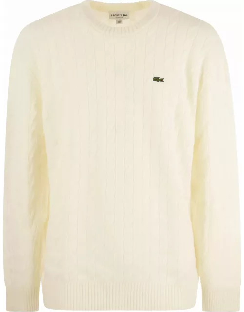 Lacoste Plaited Wool Crew-neck Sweater
