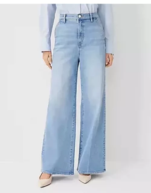 Ann Taylor High Rise Trouser Jeans in Light Wash Indigo