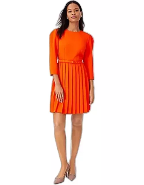 Ann Taylor Pleated Belted Flare Dres