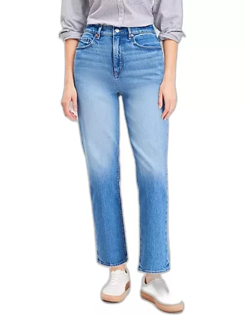 Loft Curvy High Rise Straight Jeans in Vintage Mid Indigo Wash