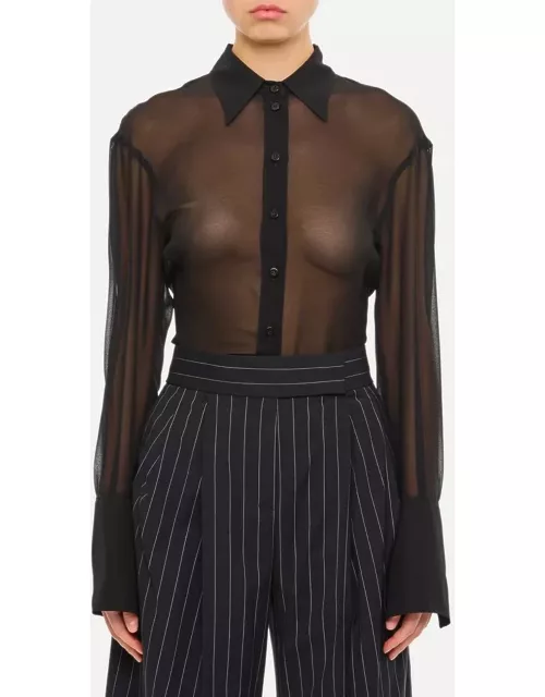 The Attico Lily Georgette Fitted Shirt Black