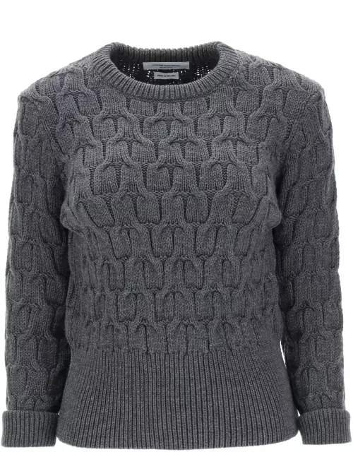THOM BROWNE sweater in wool cable knit