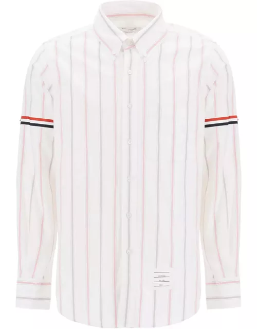 THOM BROWNE Striped Oxford button-down shirt with armband