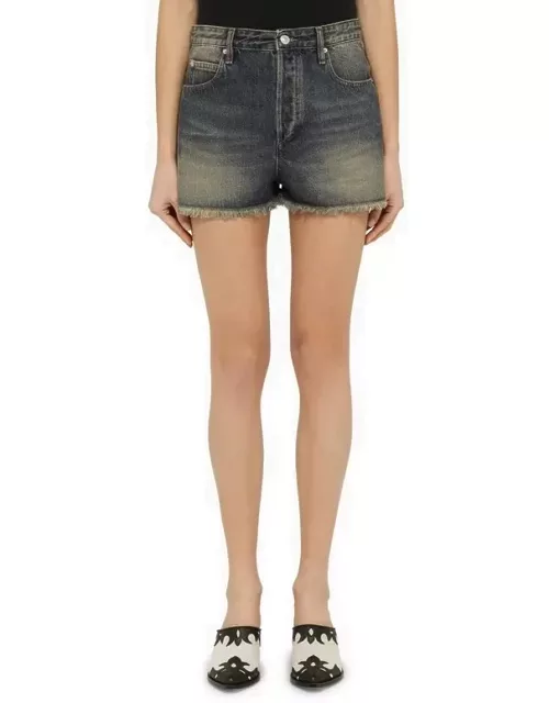Blue washed-out effect shorts in deni