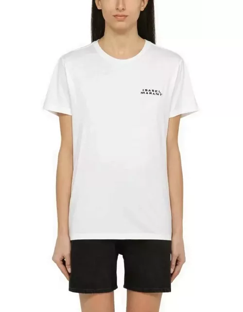 White cotton crew-neck T-shirt with logo