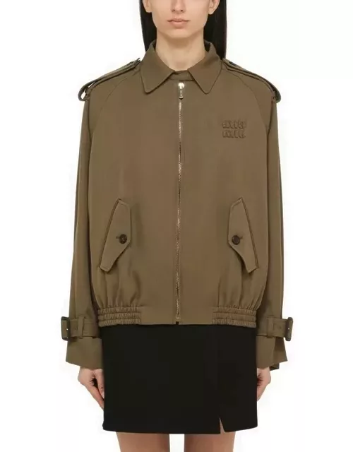 Brown gabardine bomber jacket
