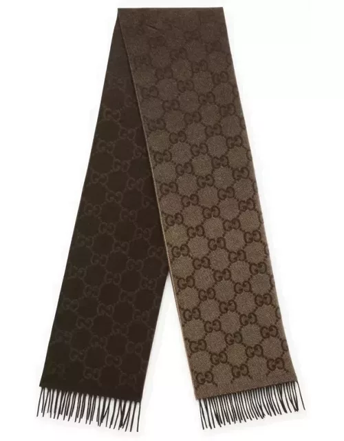 Beige/brown cashmere scarf with logo
