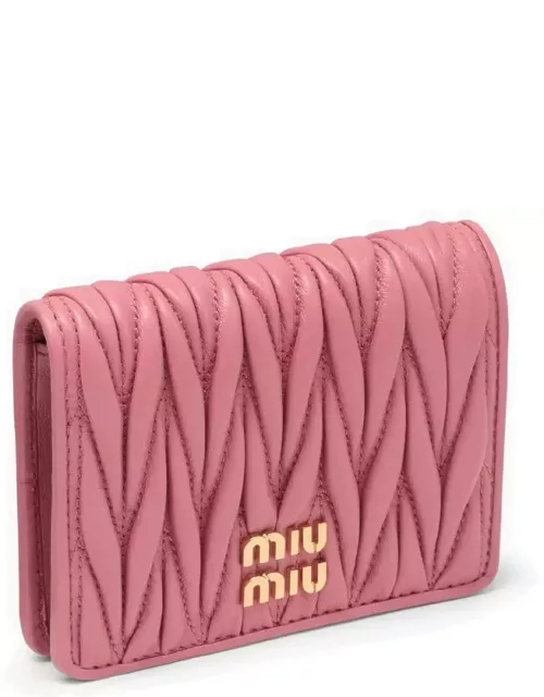 Begonia coloured Nappa leather quilted wallet