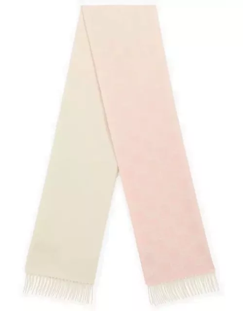 Ivory/pink cashmere scarf with logo